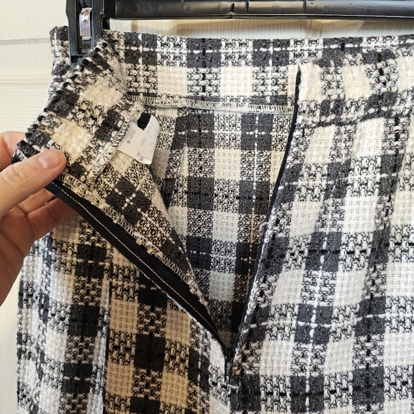 Vintage Tweed Knit Plaid Velvet Checkered Button Down Peplum Blazor Skirt Set - Picture 8 of 16